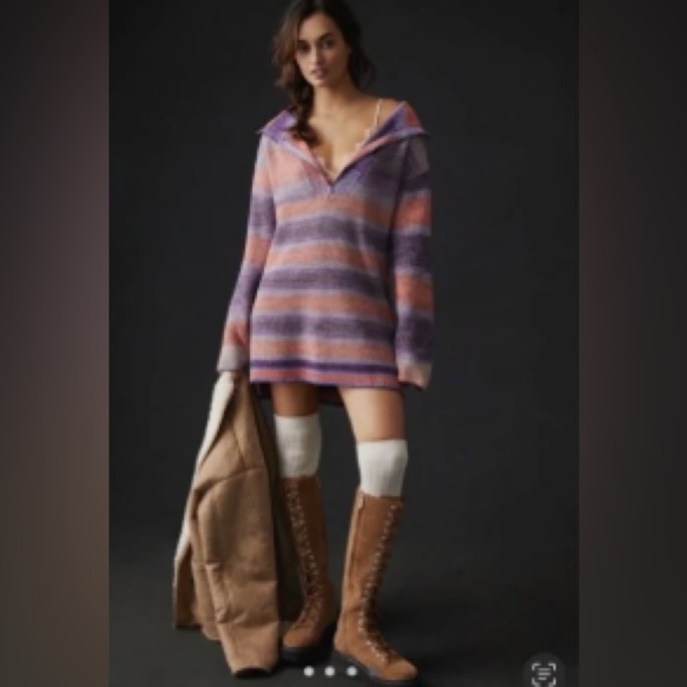Anthropologie Purple and Pink Striped Sweater